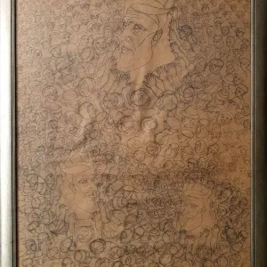 İBRAHİM BALABAN tarafından 1981 yılında 130x98 cm ölçülerinde Kağıt üzeri karakalem tekniği ile yapılmıştır.