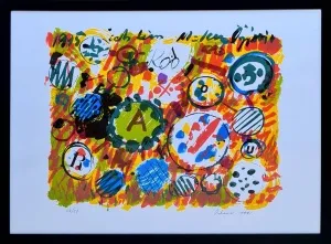 ÖZDEMİR ALTAN tarafından 1995 yılında 70x100 cm ölçülerinde Baskı 24//28 tekniği ile yapılmıştır.