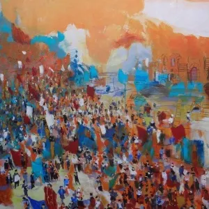 DERYA ÜLKER tarafından 2013 yılında 120x90 cm ölçülerinde Tuval üzeri akrilik boya tekniği ile yapılmıştır.