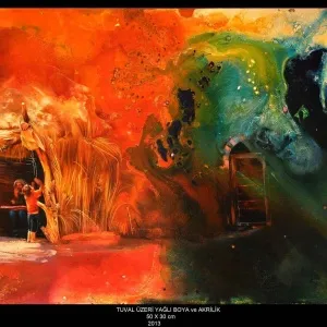 TURGUT AKARSU tarafından 2013 yılında 30x50 cm ölçülerinde Tuval üzeri akrilik boya tekniği ile yapılmıştır.