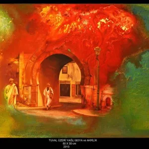 TURGUT AKARSU tarafından 2013 yılında 30x50 cm ölçülerinde Tuval üzeri akrilik boya tekniği ile yapılmıştır.