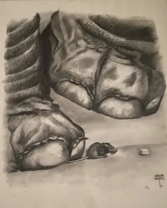 KENAN DEĞER tarafından 1990 yılında 56x45 cm ölçülerinde Kağıt üzeri kurşun kalem tekniği ile yapılmıştır.