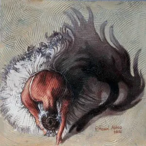 PELİN HAZAL AKTAŞ tarafından 2014 yılında 20x20 cm ölçülerinde Tuval üzeri yağlı boya tekniği ile yapılmıştır.