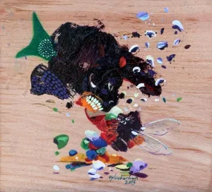 LEVENT OYLUÇTARHAN tarafından 2016 yılında 19x21 cm ölçülerinde Duralit üzeri yağlı boya tekniği ile yapılmıştır.