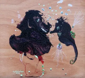 LEVENT OYLUÇTARHAN tarafından 2016 yılında 19x21 cm ölçülerinde Duralit üzeri yağlı boya tekniği ile yapılmıştır.