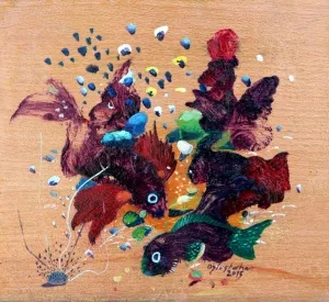 LEVENT OYLUÇTARHAN tarafından 2016 yılında 19x21 cm ölçülerinde Duralit üzeri yağlı boya tekniği ile yapılmıştır.