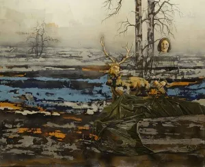 MAHMUT ÖZDEMİR tarafından 2016 yılında 115x140 cm ölçülerinde Tuval üzeri karışık teknik tekniği ile yapılmıştır.