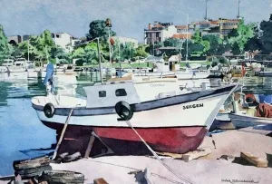 METİN SÖNMEZLER tarafından 2010 yılında 29x44 cm ölçülerinde Kağıt üzeri sulu boya tekniği ile yapılmıştır.