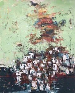 NACİYE BOZDOĞAN AKBAŞ tarafından 2023 yılında 90x110 cm ölçülerinde Tuval üzeri akrilik boya tekniği ile yapılmıştır.