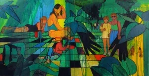 NİHAT KAHRAMAN tarafından 1994 yılında 60x120 cm ölçülerinde Tuval üzeri yağlı boya tekniği ile yapılmıştır.