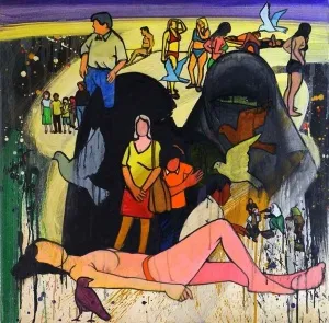 NİHAT KAHRAMAN tarafından 1998 yılında 80x80 cm ölçülerinde Tuval üzeri yağlı boya tekniği ile yapılmıştır.