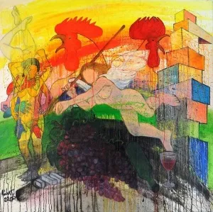 NİHAT KAHRAMAN tarafından 2006 yılında 100x100 cm ölçülerinde Tuval üzeri yağlı boya tekniği ile yapılmıştır.