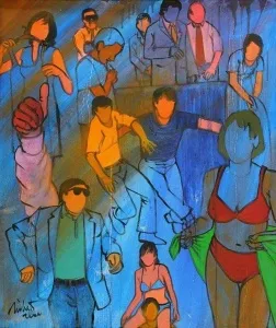 NİHAT KAHRAMAN tarafından 2009 yılında 20x25 cm ölçülerinde Kağıt üzeri yağlı boya tekniği ile yapılmıştır.