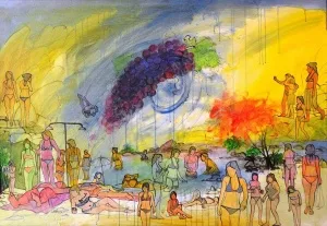 NİHAT KAHRAMAN tarafından 2011 yılında 70x100 cm ölçülerinde Tuval üzeri yağlı boya tekniği ile yapılmıştır.