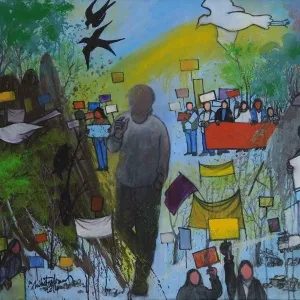 NİHAT KAHRAMAN tarafından 2014 yılında 70x100 cm ölçülerinde Tuval üzeri yağlı boya tekniği ile yapılmıştır.