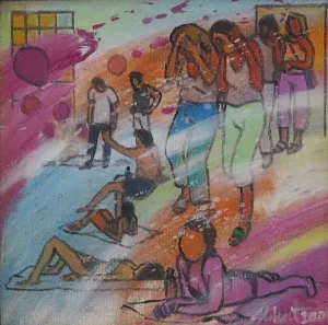 NİHAT KAHRAMAN tarafından 2016 yılında 20x20 cm ölçülerinde Duralit üzeri yağlı boya tekniği ile yapılmıştır.