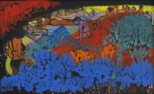 NİHAT KAHRAMAN tarafından 2016 yılında 37x59 cm ölçülerinde Duralit üzeri yağlı boya tekniği ile yapılmıştır.