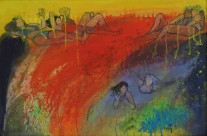 NİHAT KAHRAMAN tarafından 2016 yılında 43x62 cm ölçülerinde Duralit üzeri yağlı boya tekniği ile yapılmıştır.