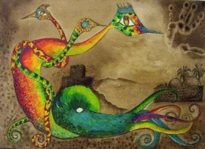 RAFET VAN tarafından 2008 yılında 70x90 cm ölçülerinde Tuval üzeri karışık teknik tekniği ile yapılmıştır.