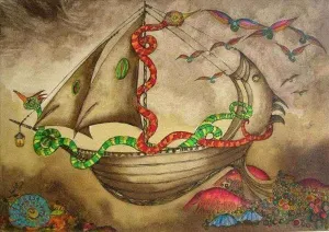 RAFET VAN tarafından 2008 yılında 70x90 cm ölçülerinde Tuval üzeri karışık teknik tekniği ile yapılmıştır.