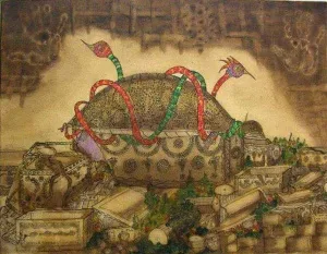 RAFET VAN tarafından 2008 yılında 70x90 cm ölçülerinde Tuval üzeri karışık teknik tekniği ile yapılmıştır.