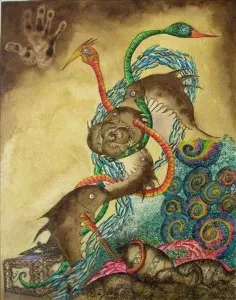 RAFET VAN tarafından 2008 yılında 70x90 cm ölçülerinde Tuval üzeri karışık teknik tekniği ile yapılmıştır.