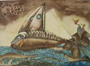 RAFET VAN tarafından 2008 yılında 70x90 cm ölçülerinde Tuval üzeri karışık teknik tekniği ile yapılmıştır.