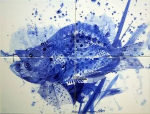 SEMİH KAPLAN tarafından 2011 yılında 50x66 cm ölçülerinde Çini Pano tekniği ile yapılmıştır.