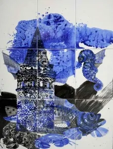 SEMİH KAPLAN tarafından 2011 yılında 99x75 cm ölçülerinde Çini Pano tekniği ile yapılmıştır.