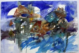 SEMİH KAPLAN tarafından 2008 yılında 70x100 cm ölçülerinde Kağıt üzeri sulu boya tekniği ile yapılmıştır.