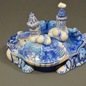 SEMİH KAPLAN tarafından 2018 yılında 42x33x30 cm ölçülerinde Sıraltı Dekorlu Elle Şekillendirme Seramik Form tekniği ile yapılmıştır.