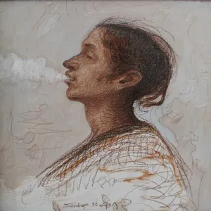 SERTAP YEĞİN tarafından 2017 yılında 30x30 cm ölçülerinde Tuval üzeri karışık teknik tekniği ile yapılmıştır.