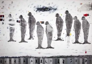 SEYDİ MURAT KOÇ tarafından 2010 yılında 200x300 cm ölçülerinde Tuval üzeri karışık teknik tekniği ile yapılmıştır.