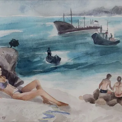 FİKRİ CANTÜRK tarafından 1997 yılında 32x46 cm ölçülerinde Kağıt üzeri sulu boya tekniği ile yapılmıştır.