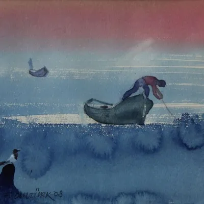 FİKRİ CANTÜRK tarafından 17x22 cm ölçülerinde Kağıt üzeri sulu boya tekniği ile yapılmıştır.