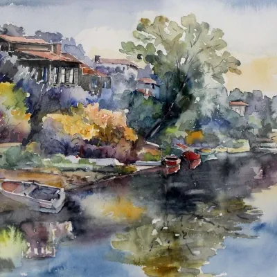 LÜTFÜ ÖZSOY tarafından 2006 yılında 33x48 cm ölçülerinde Kağıt üzeri sulu boya tekniği ile yapılmıştır.