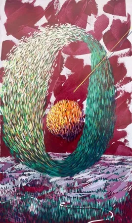 TAMER BİLGİÇ tarafından 2022 yılında 125x75 cm ölçülerinde Tuval üzeri akrilik boya tekniği ile yapılmıştır.