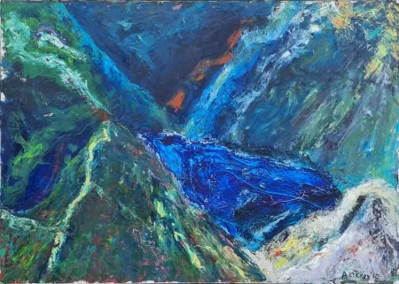 AHMET MEREY tarafından 2010 yılında 100x140 cm ölçülerinde Tuval üzeri yağlı boya tekniği ile yapılmıştır.