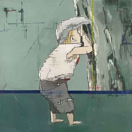 YEŞİM ÖZYURTCU  tarafından 2022 yılında 60x60 cm ölçülerinde Tuval üzeri akrilik boya tekniği ile yapılmıştır.