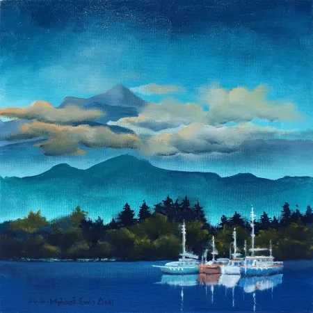 MEHMET EMİN ÖZER tarafından 2018 yılında 25x25 cm ölçülerinde Tuval üzeri yağlı boya tekniği ile yapılmıştır.