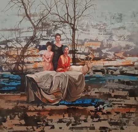 MAHMUT ÖZDEMİR tarafından 2018 yılında 140x150 cm ölçülerinde Tuval üzeri akrilik boya tekniği ile yapılmıştır.