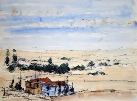 HÜSEYİN SÖNMEZ tarafından 2016 yılında 21x29 cm ölçülerinde Kağıt üzeri sulu boya tekniği ile yapılmıştır.