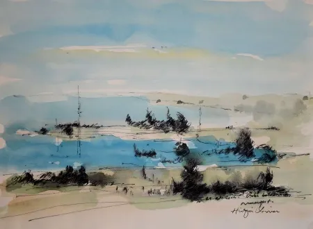 HÜSEYİN SÖNMEZ tarafından 2016 yılında 21x29 cm ölçülerinde Kağıt üzeri sulu boya tekniği ile yapılmıştır.