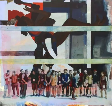 LEVENT OYLUÇTARHAN tarafından 2012 yılında 160x170 cm ölçülerinde Tuval üzeri yağlı boya tekniği ile yapılmıştır.