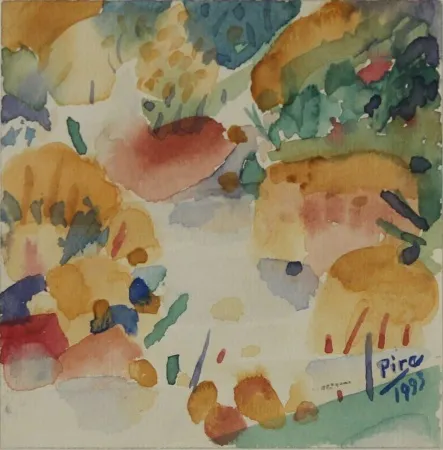 MUHARREM PİRE tarafından 9x9 cm ölçülerinde Kağıt üzeri sulu boya tekniği ile yapılmıştır.