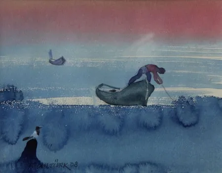 FİKRİ CANTÜRK tarafından 17x22 cm ölçülerinde Kağıt üzeri sulu boya tekniği ile yapılmıştır.