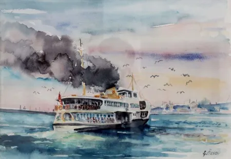 LÜTFÜ ÖZSOY tarafından 2006 yılında 33x48 cm ölçülerinde Kağıt üzeri sulu boya tekniği ile yapılmıştır.
