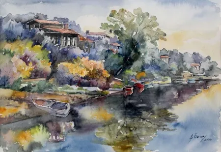 LÜTFÜ ÖZSOY tarafından 2006 yılında 33x48 cm ölçülerinde Kağıt üzeri sulu boya tekniği ile yapılmıştır.