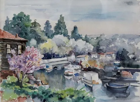LÜTFÜ ÖZSOY tarafından 2005 yılında 27x37 cm ölçülerinde Kağıt üzeri sulu boya tekniği ile yapılmıştır.