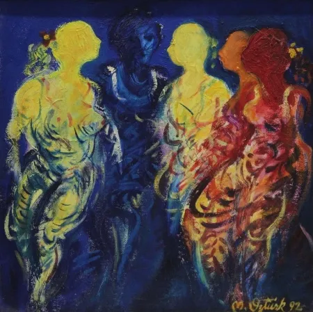 MAHMUT ÖZTÜRK tarafından 1992 yılında 30x30 cm ölçülerinde Tuval üzeri yağlı boya tekniği ile yapılmıştır.